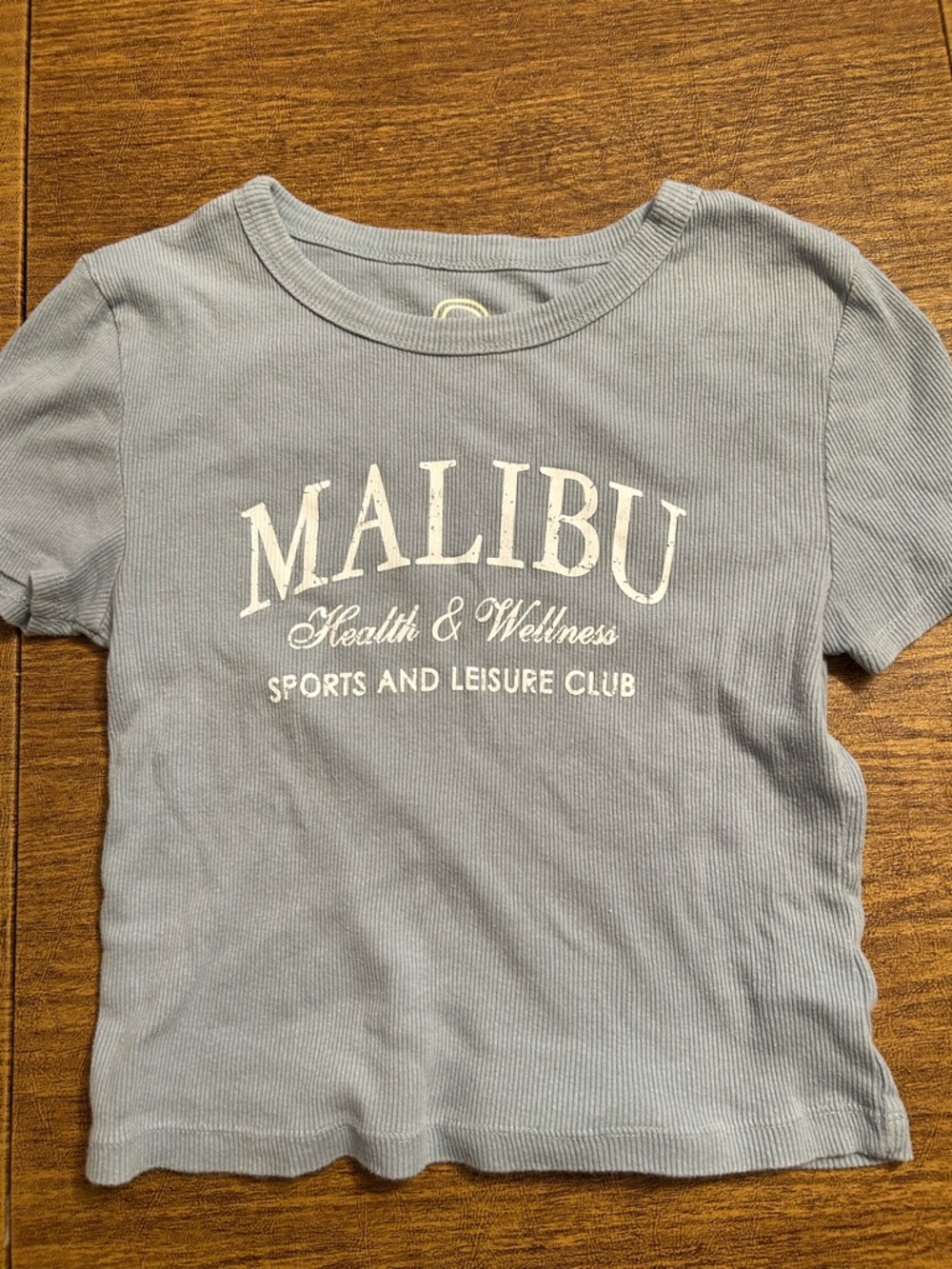Malibu Health & Wellness Light Blue Ribbed Crop Top